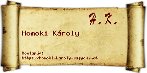 Homoki Károly névjegykártya